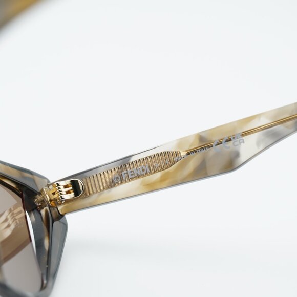 Fendi FE40009I 56E Sunglasses Shiny Havana Cat Eye Frame, Brown Lenses main image 4